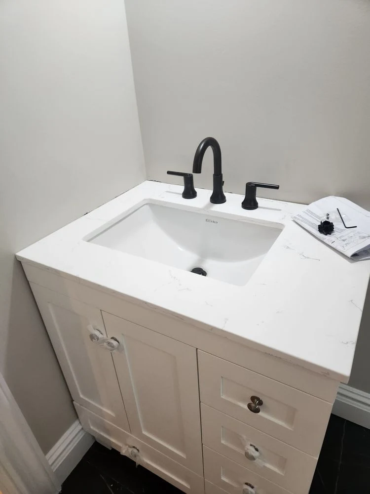 Bathroom vanity, sink and faucet installation