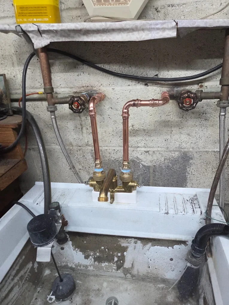 Utility sink and hose bib installation