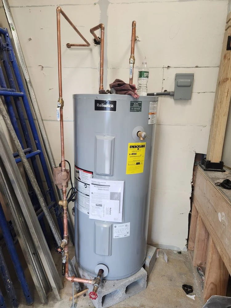 Electric water heater installation with copper piping in New City, NY